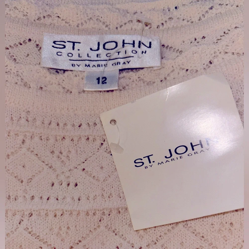St John Collection by Marie Gray NEW with tags cream knit sweater size 12 - Picture 7 of 8